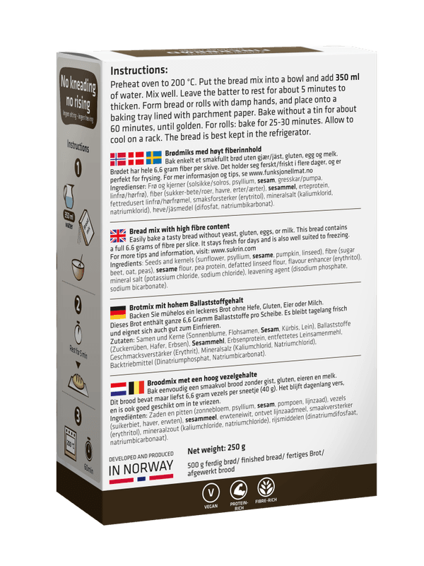 Sukrin Fiberbrød, 250 g, NY versjon