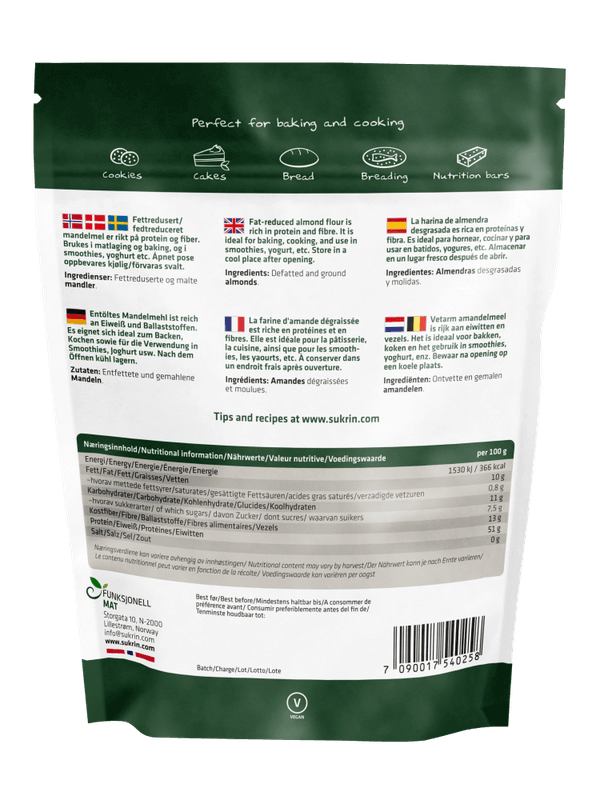 Mandelmel, fettredusert, 400 g